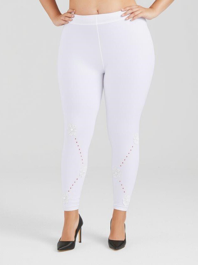Mayorista Pomme Rouge Paris - Leggings blancos con recortes de talla grande (B135)