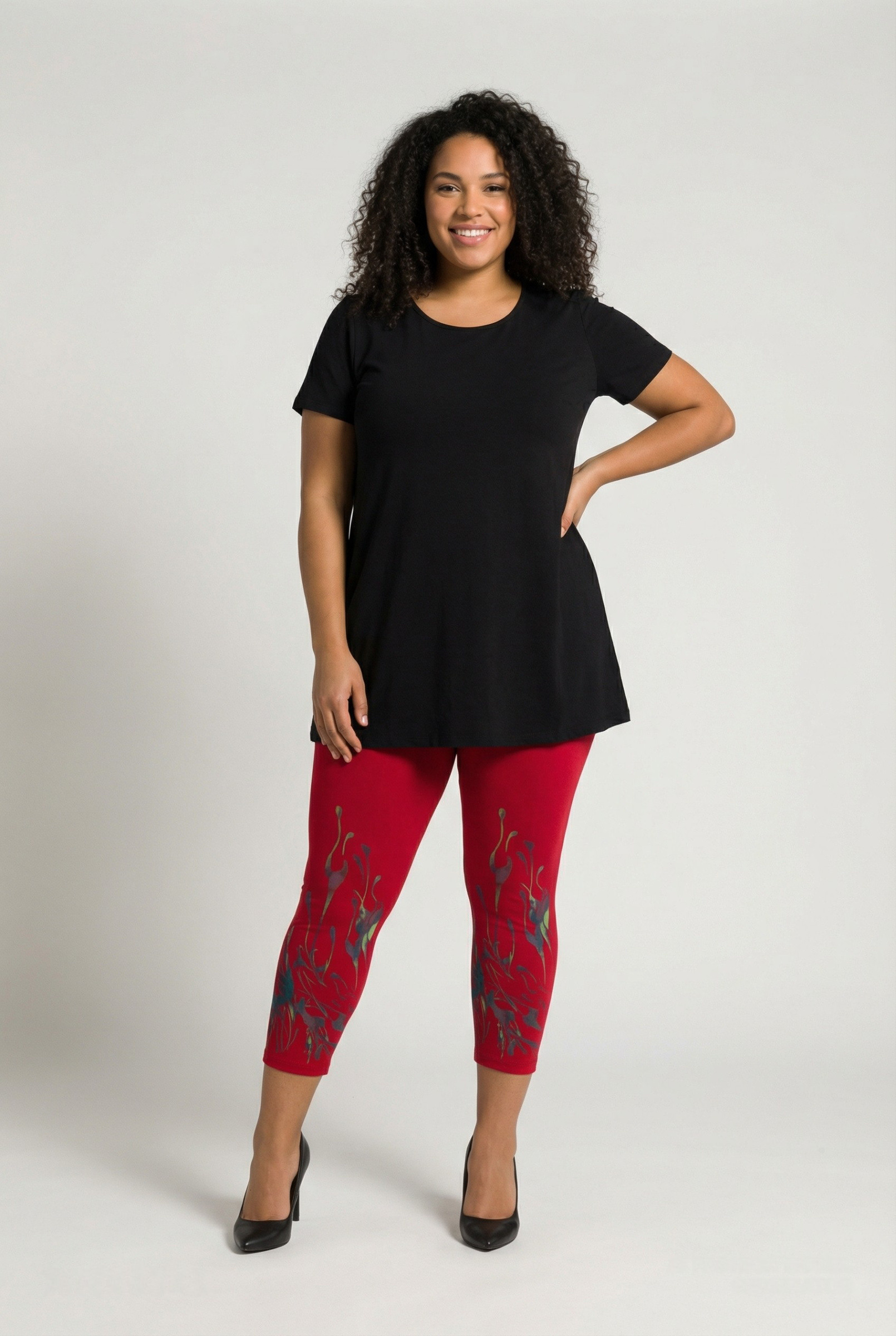 Grossiste Pomme Rouge Paris - Legging court avec motif coloré rouge (B115)