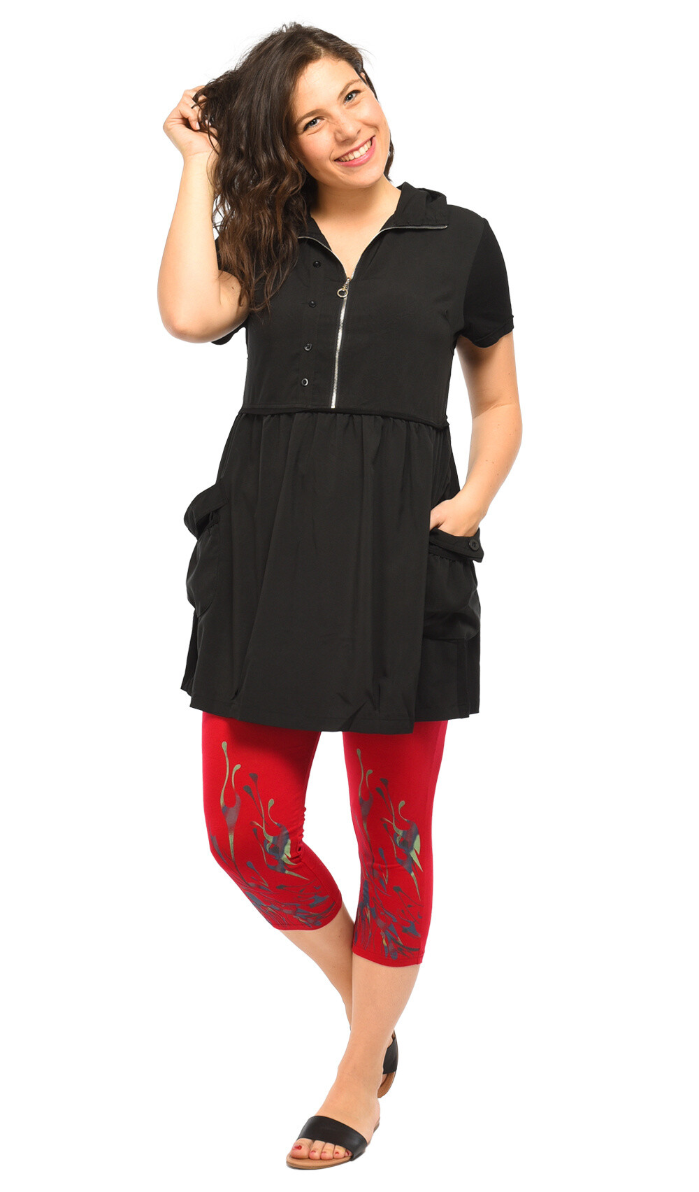Grossiste Pomme Rouge Paris - Legging court avec motif coloré (B115)