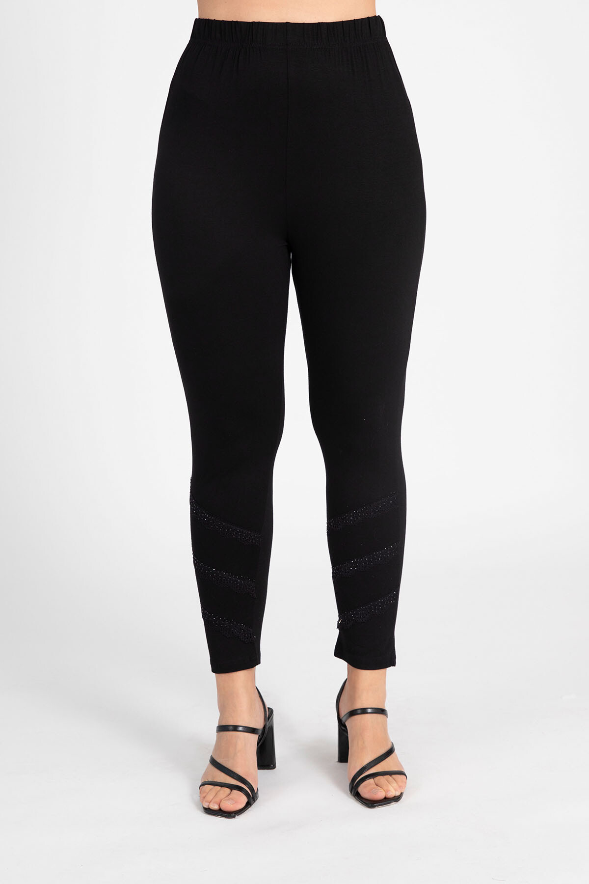 Grossista Pomme Rouge Paris - Leggings con banda di pizzo e strass (B225)