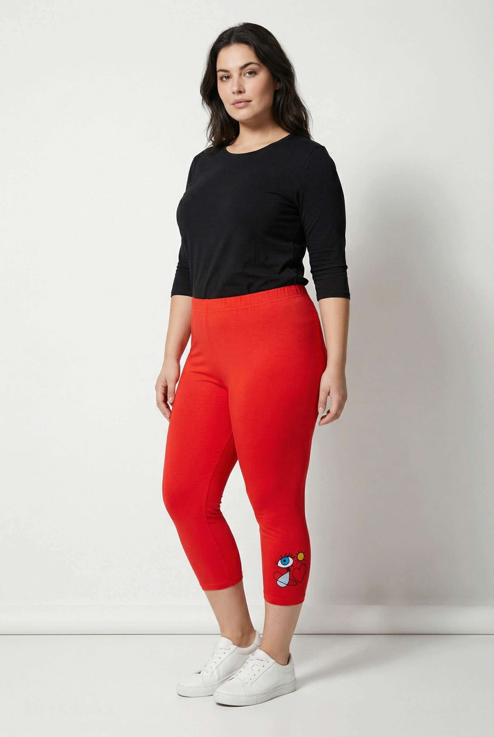 Grossista Pomme Rouge Paris - Leggings corti taglia grande con ricami logo (B173)