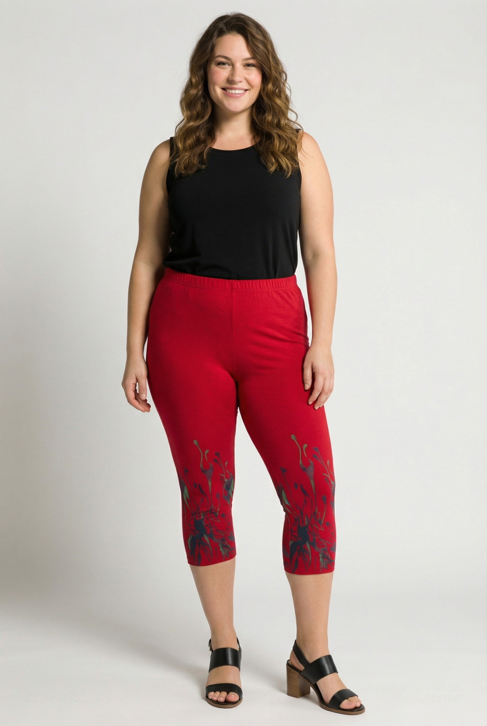 Grossiste Pomme Rouge Paris - Legging court avec motif coloré rouge (B115)