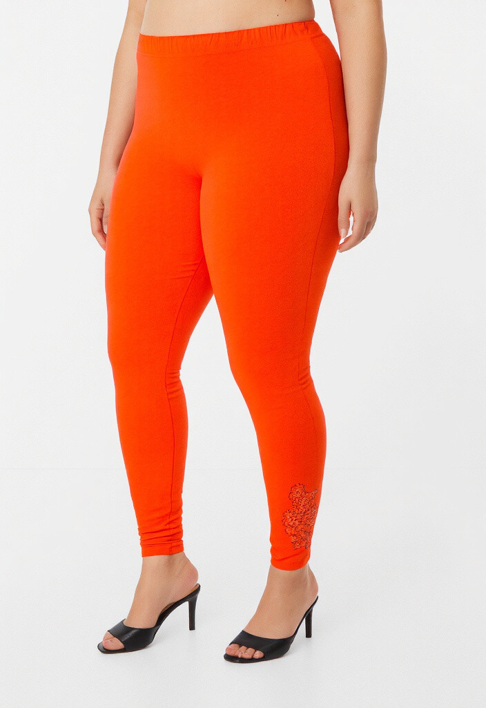 Grossista Pomme Rouge Paris - Grandi leggings arancioni con ricami e paillettes (B133)