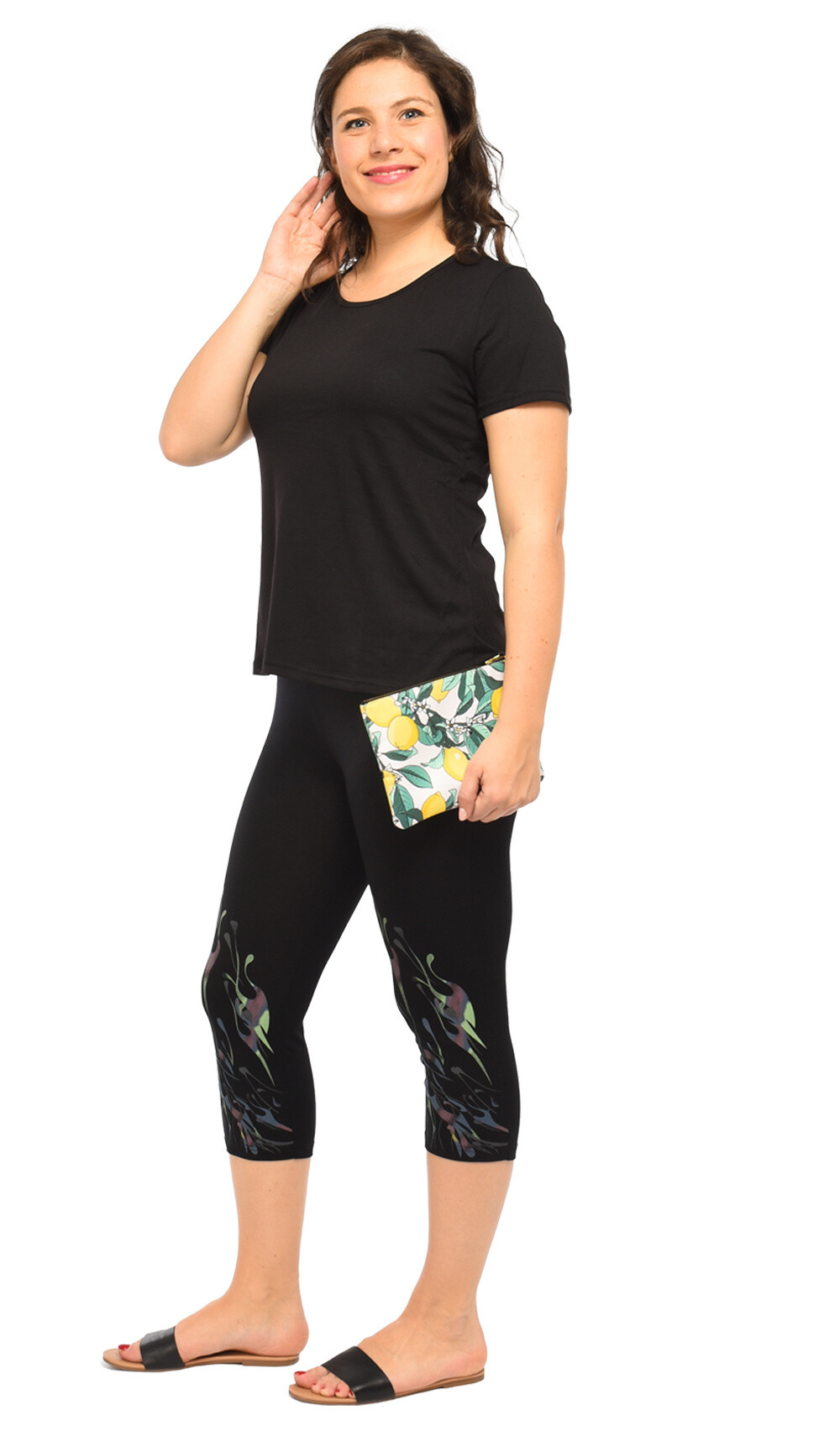 Grossiste Pomme Rouge Paris - Legging court avec motif coloré (B115)