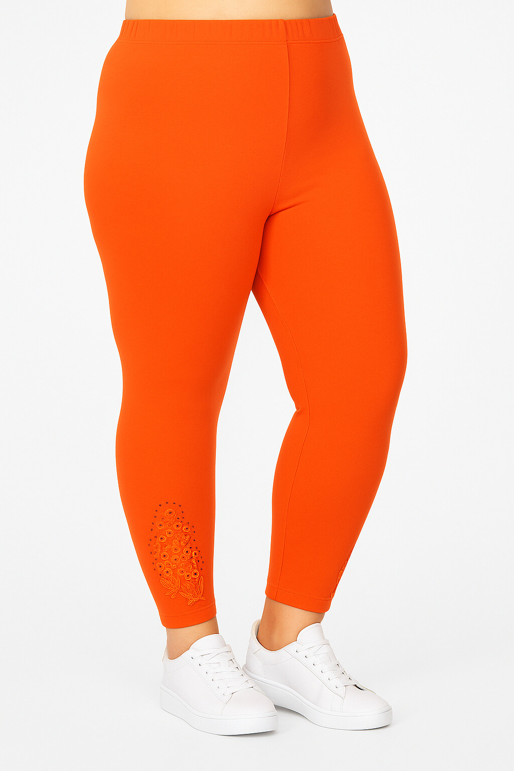 Mayorista Pomme Rouge Paris - Leggings naranjas de talla grande con bordados y lentejuelas (B133)