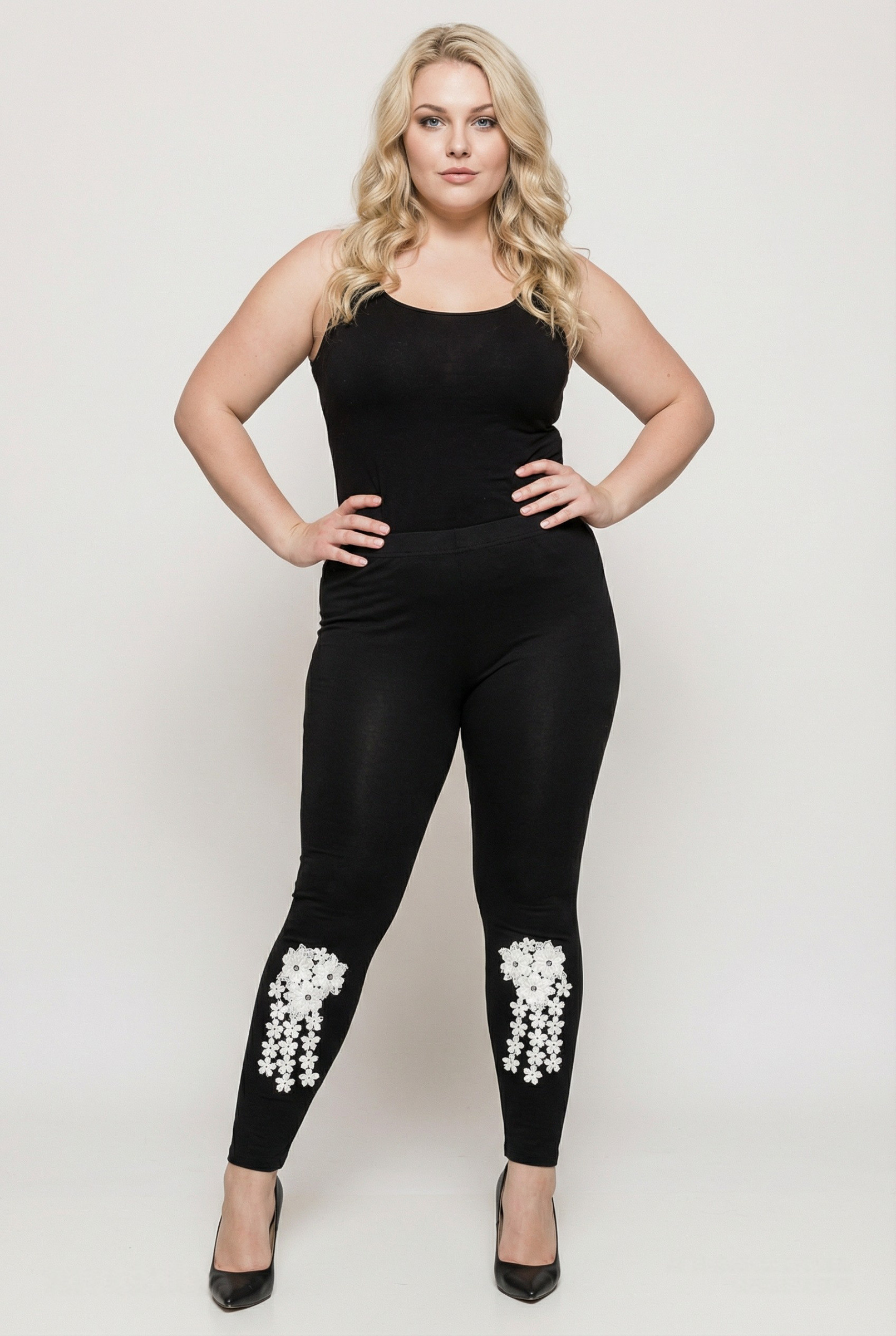 Grossista Pomme Rouge Paris - Leggings taglia grande con ricamo (B170)