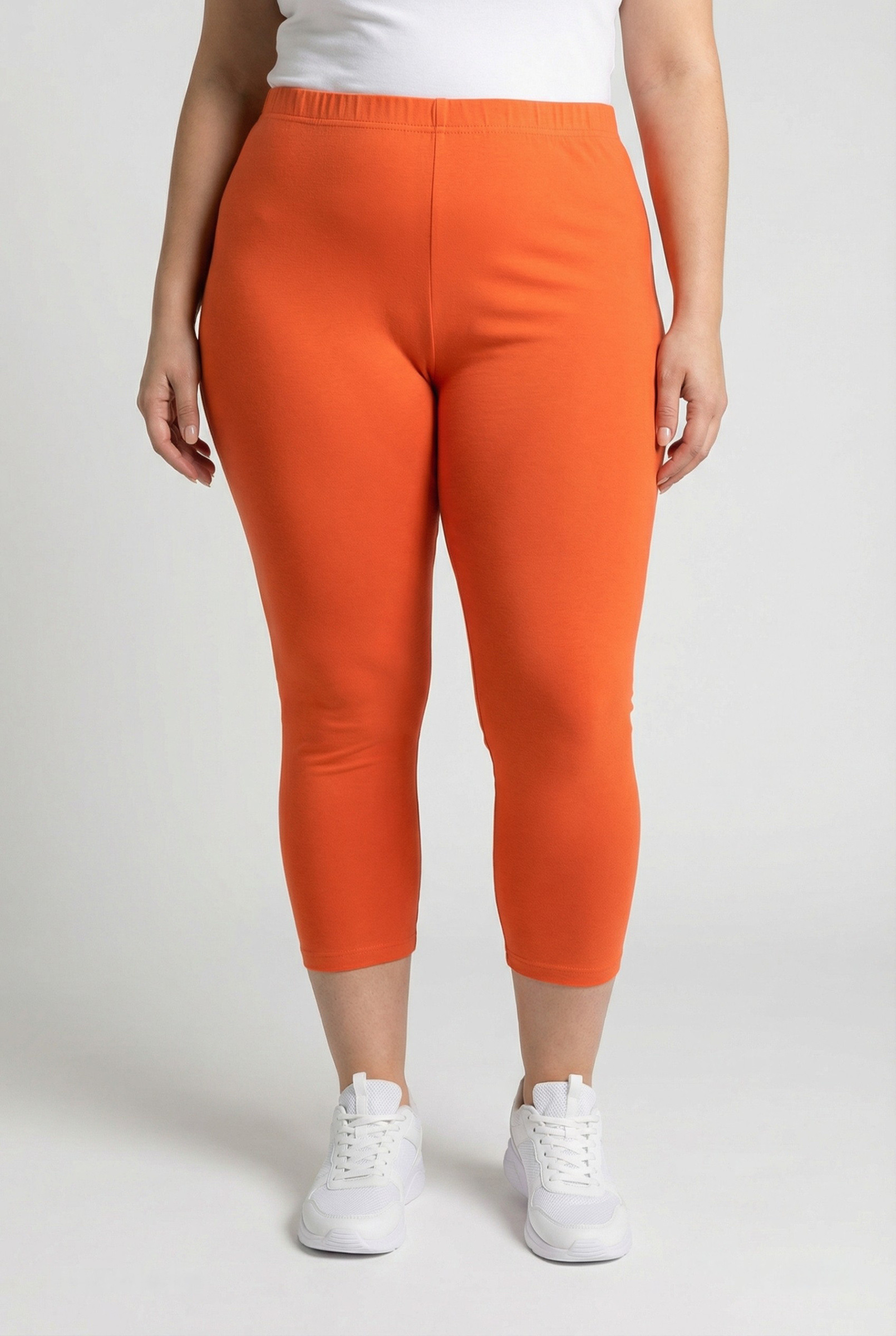 Grossiste Pomme Rouge Paris - Legging basique grande taille orange (B215)