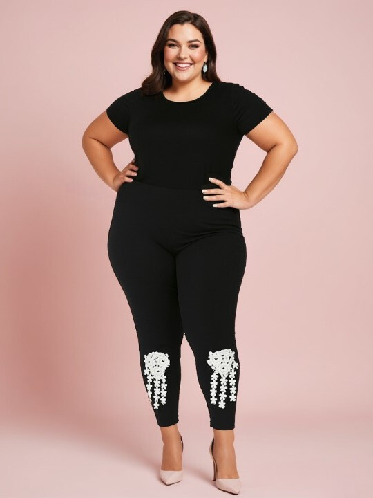 Mayorista Pomme Rouge Paris - Leggings con bordado (B170)