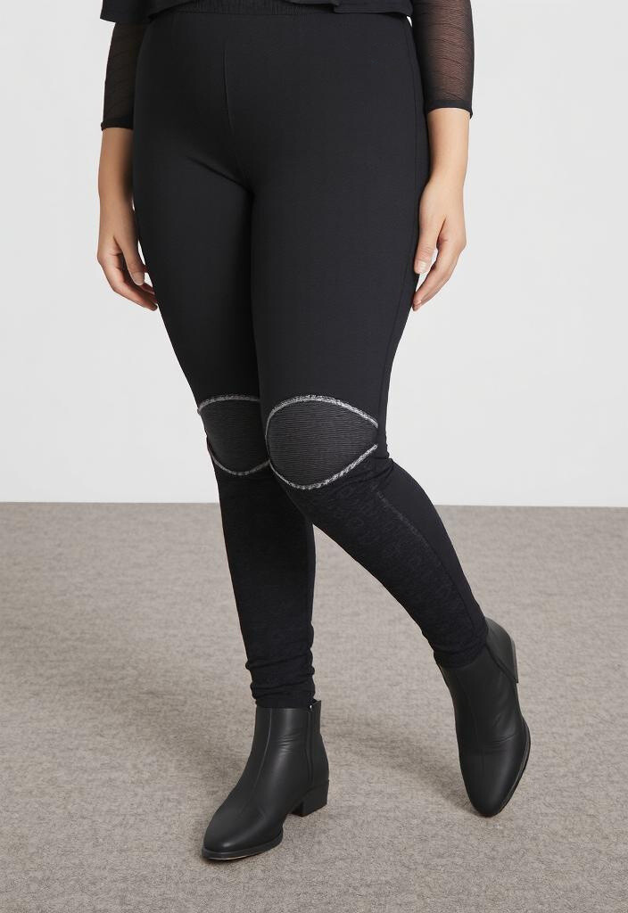 Grossiste Pomme Rouge Paris - Legging avec empiècement similicuir (B108)