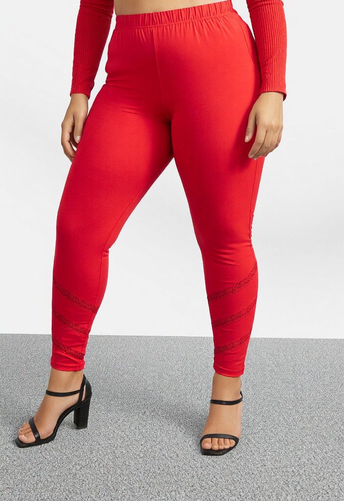 Grossista Pomme Rouge Paris - Leggings con banda di pizzo e strass (B225)
