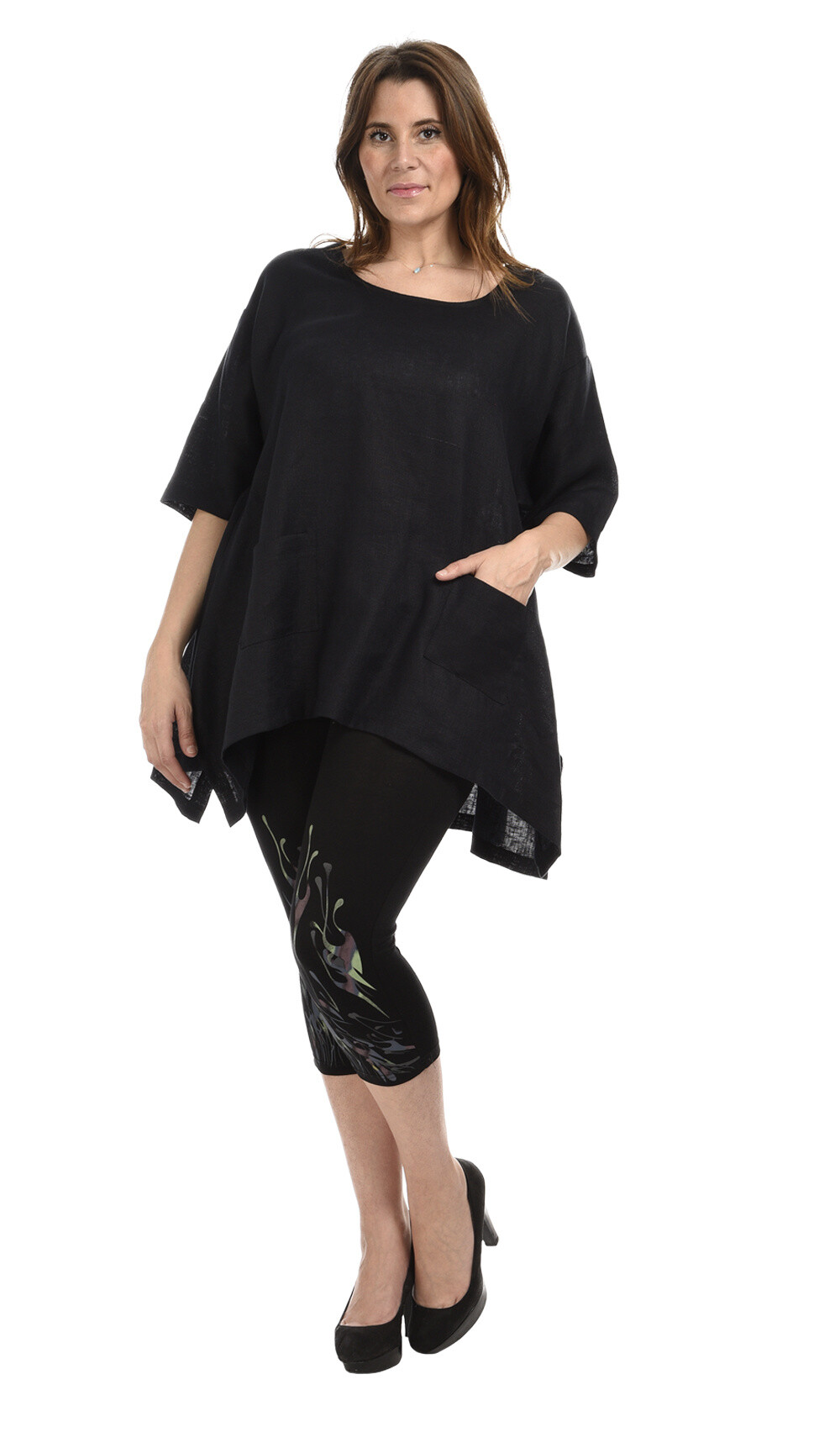 Grossiste Pomme Rouge Paris - Legging court avec motif coloré (B115)