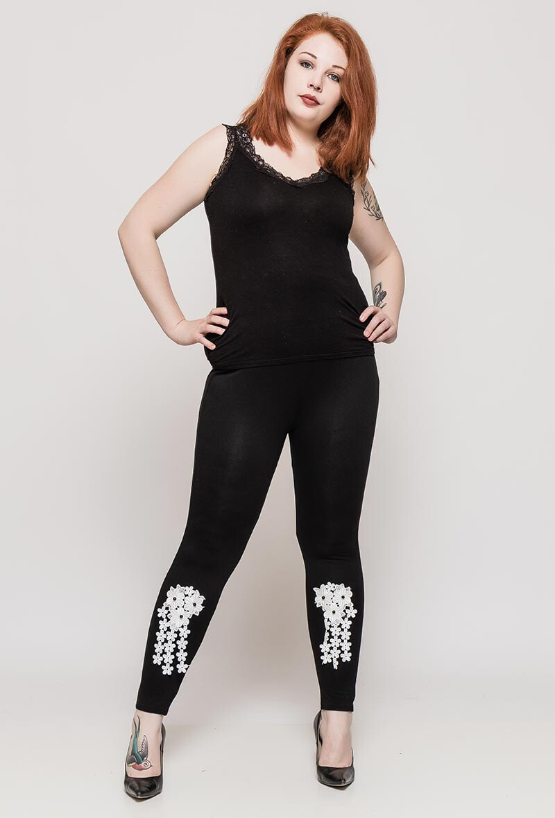 Grossiste Pomme Rouge Paris - Legging avec broderie (B170)