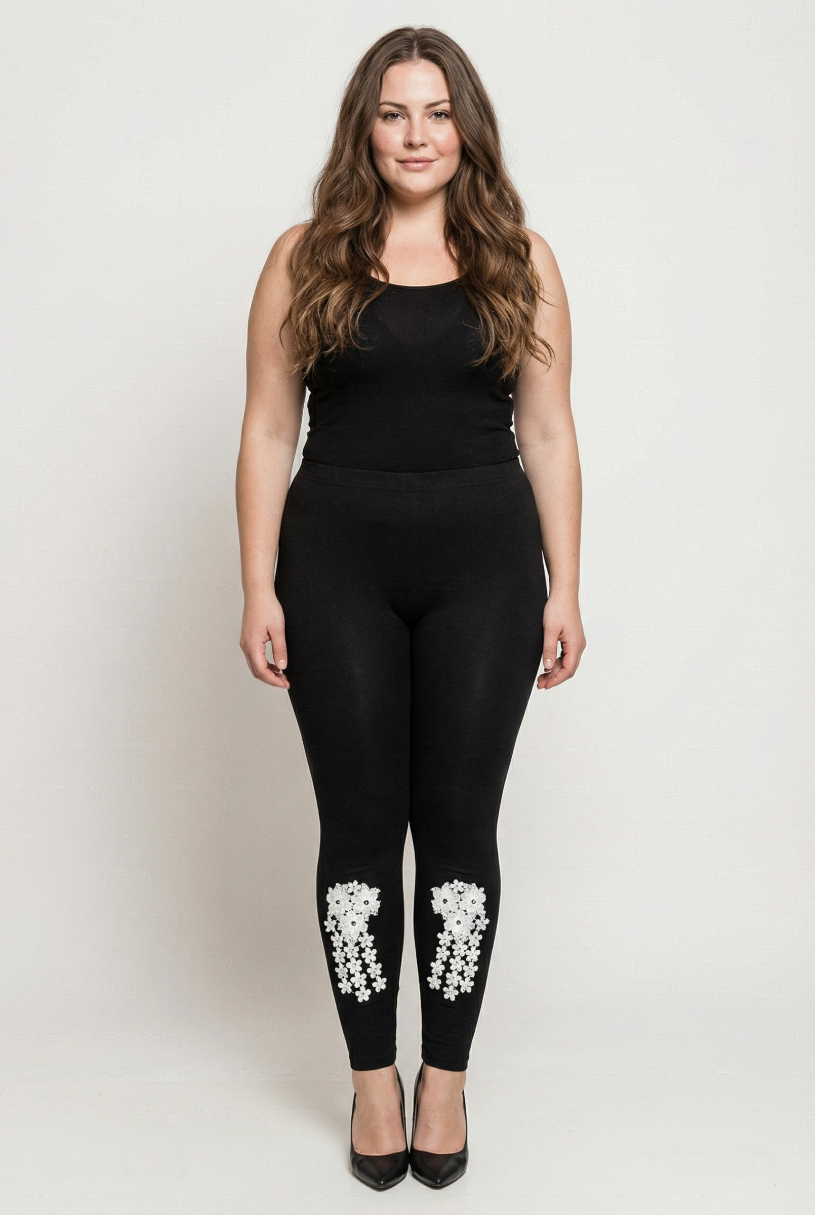 Grossista Pomme Rouge Paris - Leggings taglia grande con ricamo (B170)
