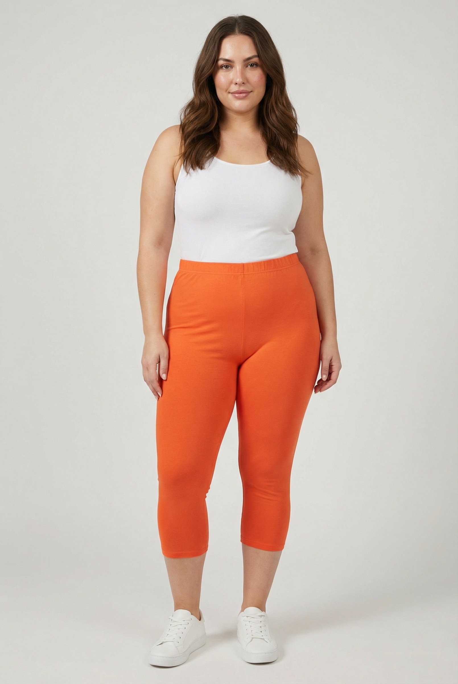 Grossista Pomme Rouge Paris - Leggings basici taglia grande arancione (B215)