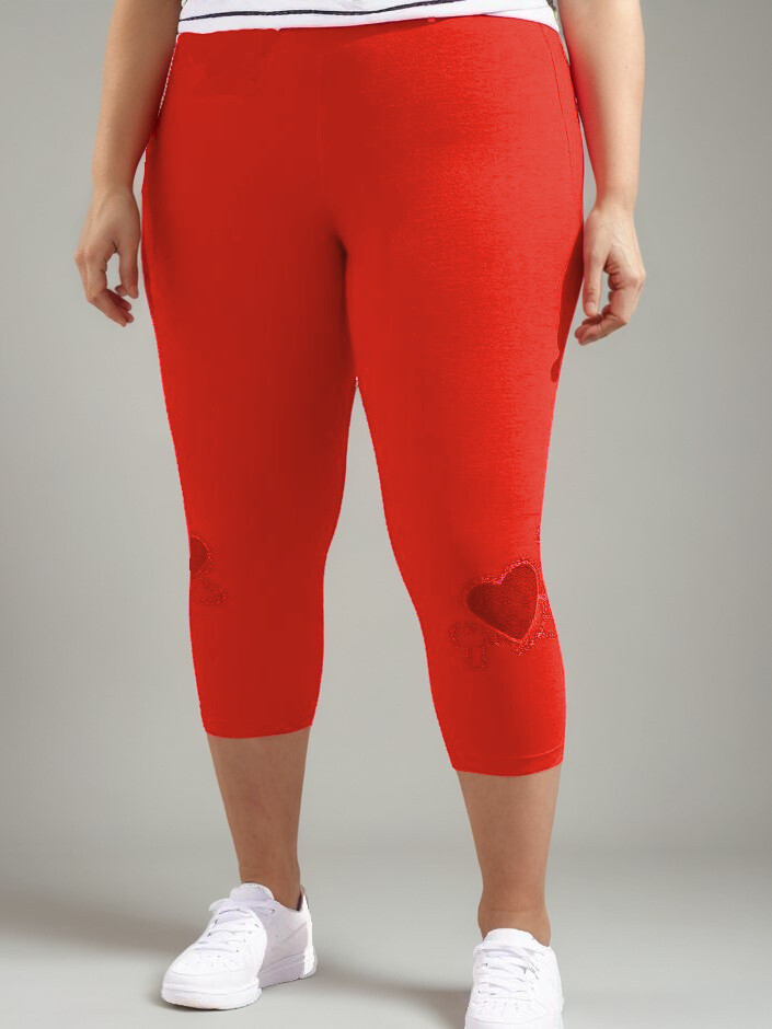 Grossiste Pomme Rouge Paris - Legging court motif cœur (B227)