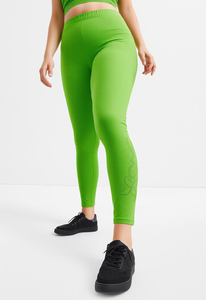 Grossista Pomme Rouge Paris - Leggings verdi con ampio modello di lavoro aperto (B207)