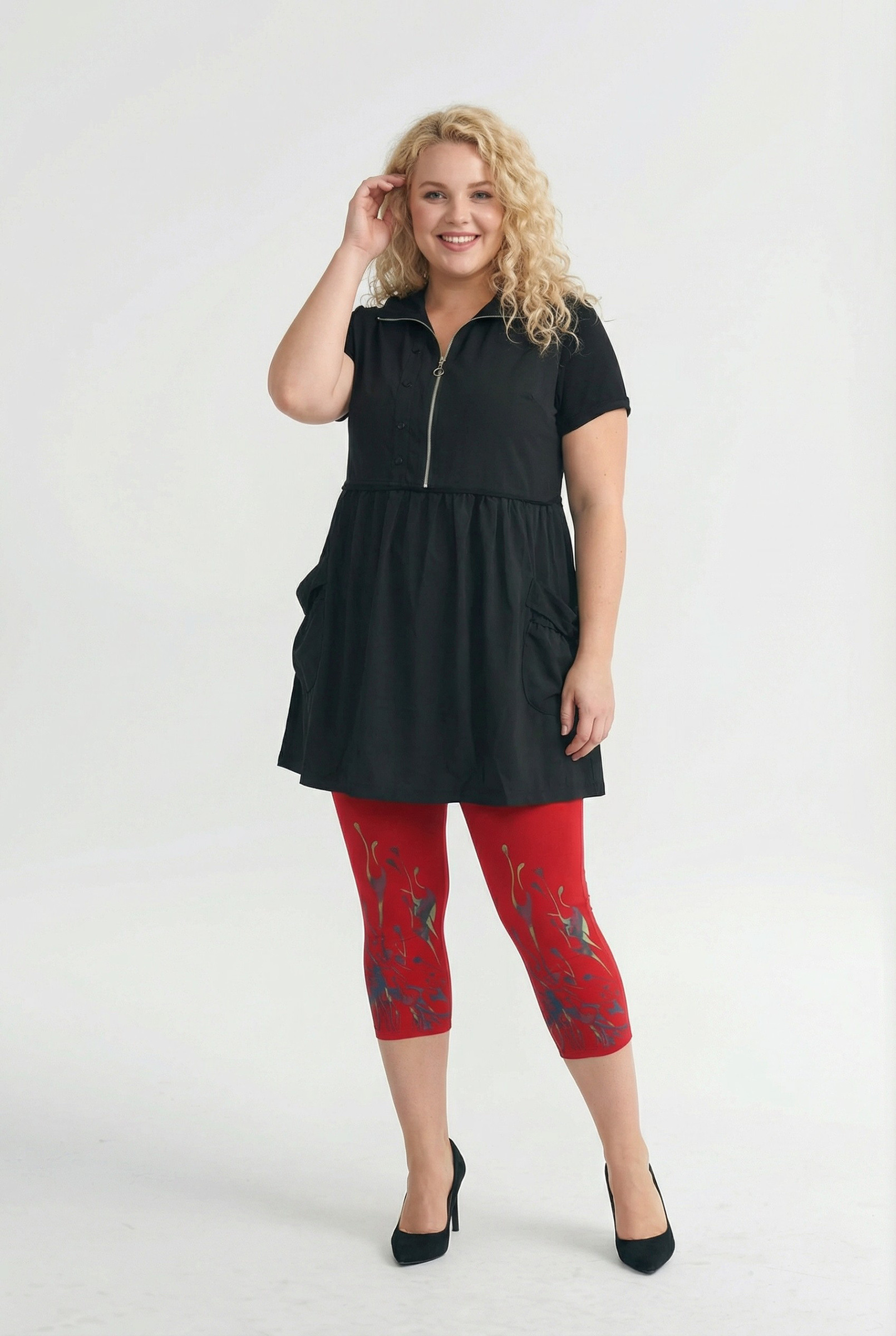 Grossista Pomme Rouge Paris - Leggings corti con motivo rosso vivace (B115)