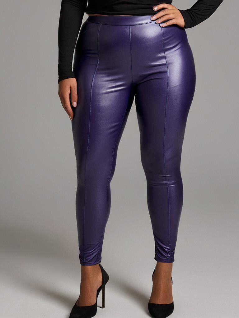 Grossiste Pomme Rouge Paris - Legging slim en similicuir bleu (B306)