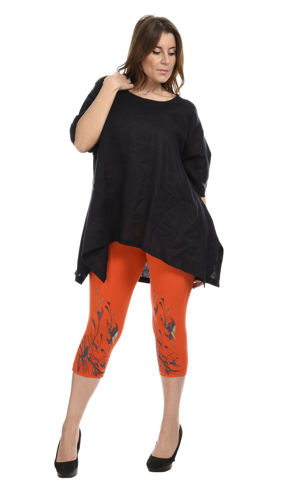 Grossiste Pomme Rouge Paris - Legging court avec motif coloré (B115)