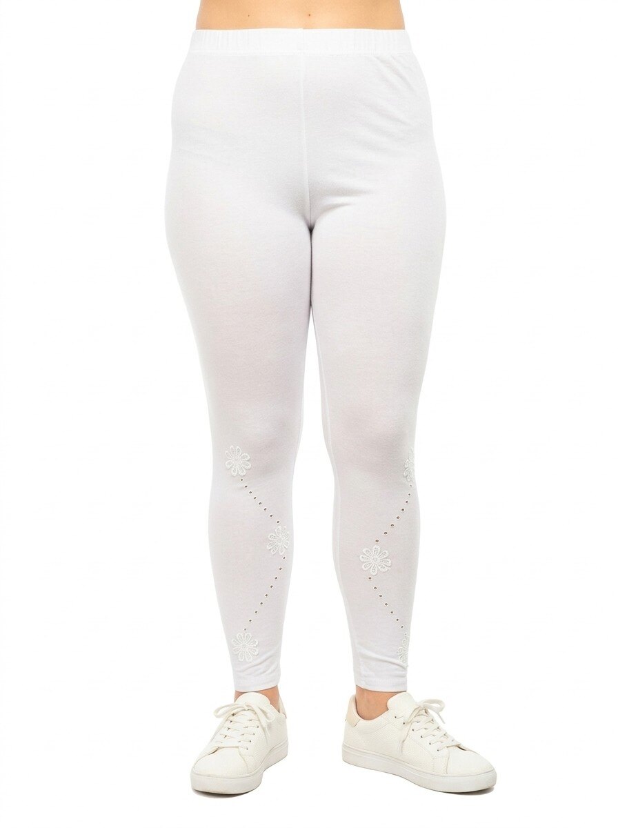 Grossista Pomme Rouge Paris - Leggings bianchi traforati taglia grande (B135)