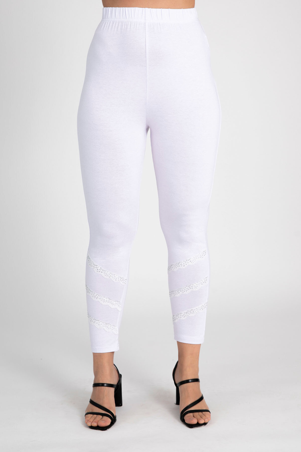 Grossista Pomme Rouge Paris - Leggings con banda di pizzo e strass (B225)