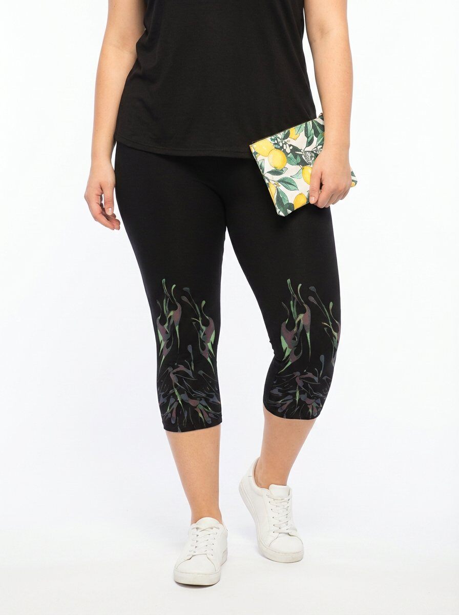 Grossista Pomme Rouge Paris - Leggings corti con motivo colorato nero (B115)