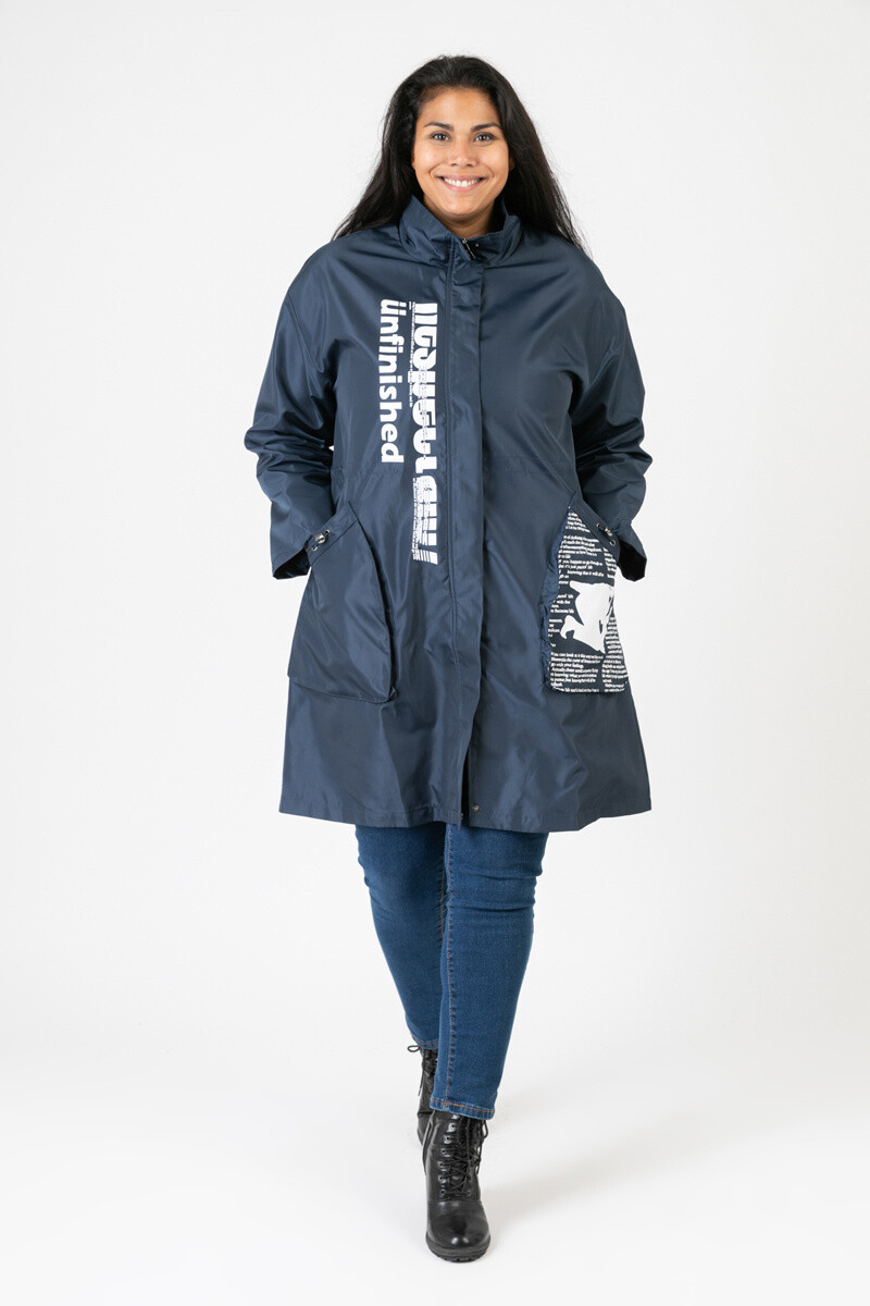 Grossiste Pomme Rouge Paris - Parka avec inscriptions bleu (C6656)