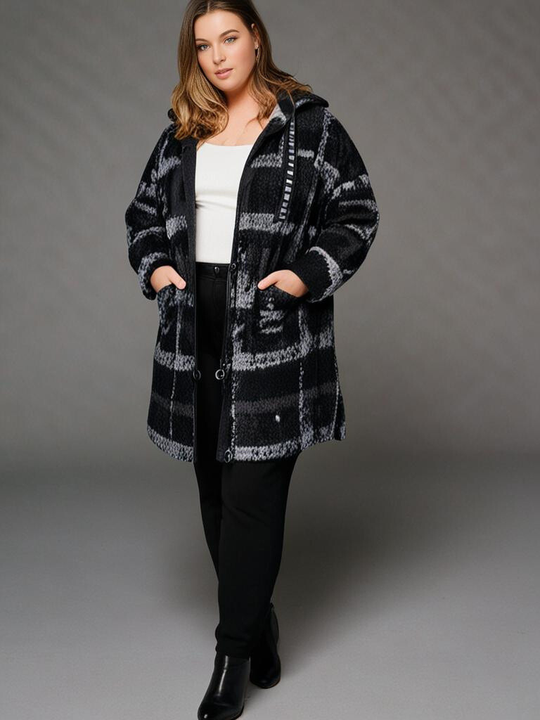 Grossiste Pomme Rouge Paris - Manteau en laine motif C