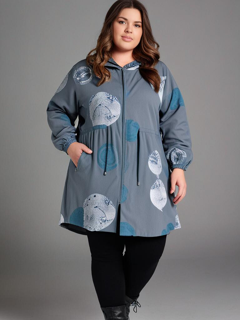 Grossiste Pomme Rouge Paris - Parka gris imprimé pois (CA6508)