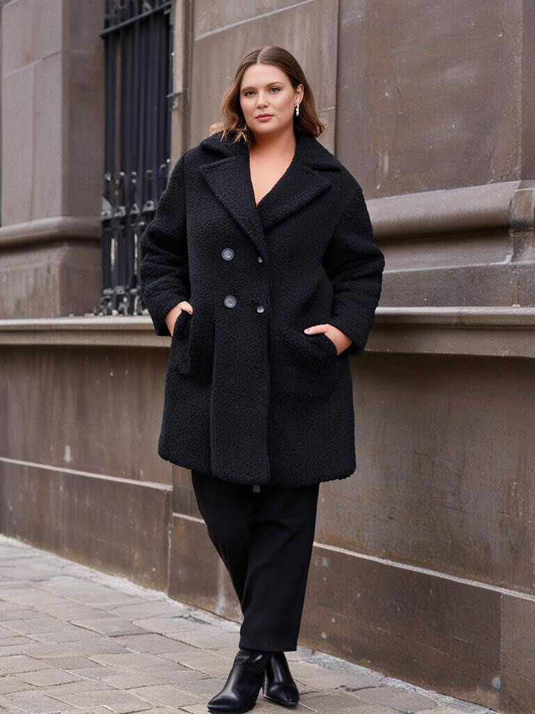 Grossiste Pomme Rouge Paris - Manteau polaire noir (T5663)