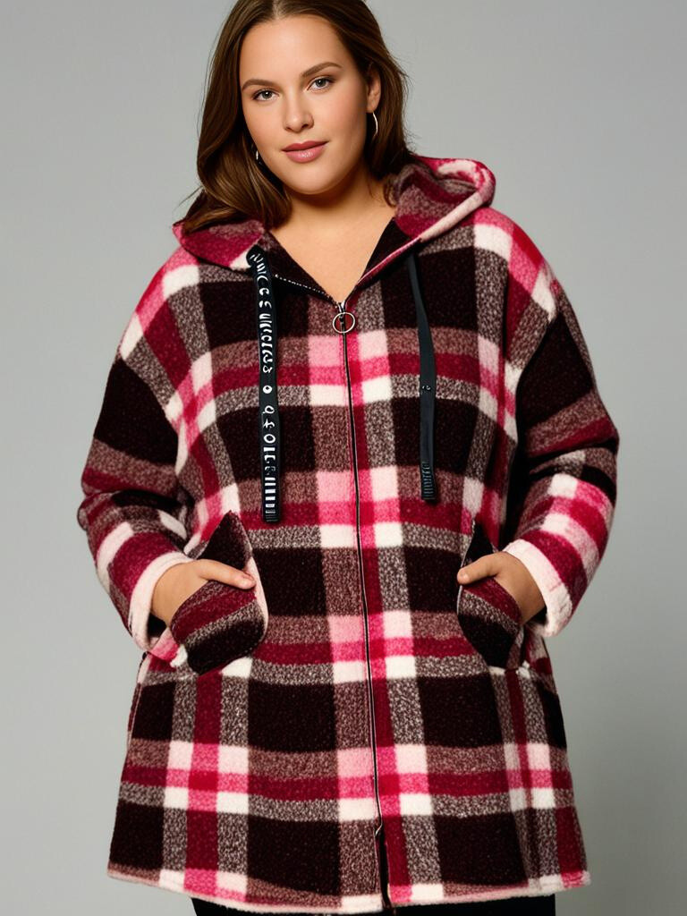 Grossiste Pomme Rouge Paris - Manteau en laine carreaux rouge