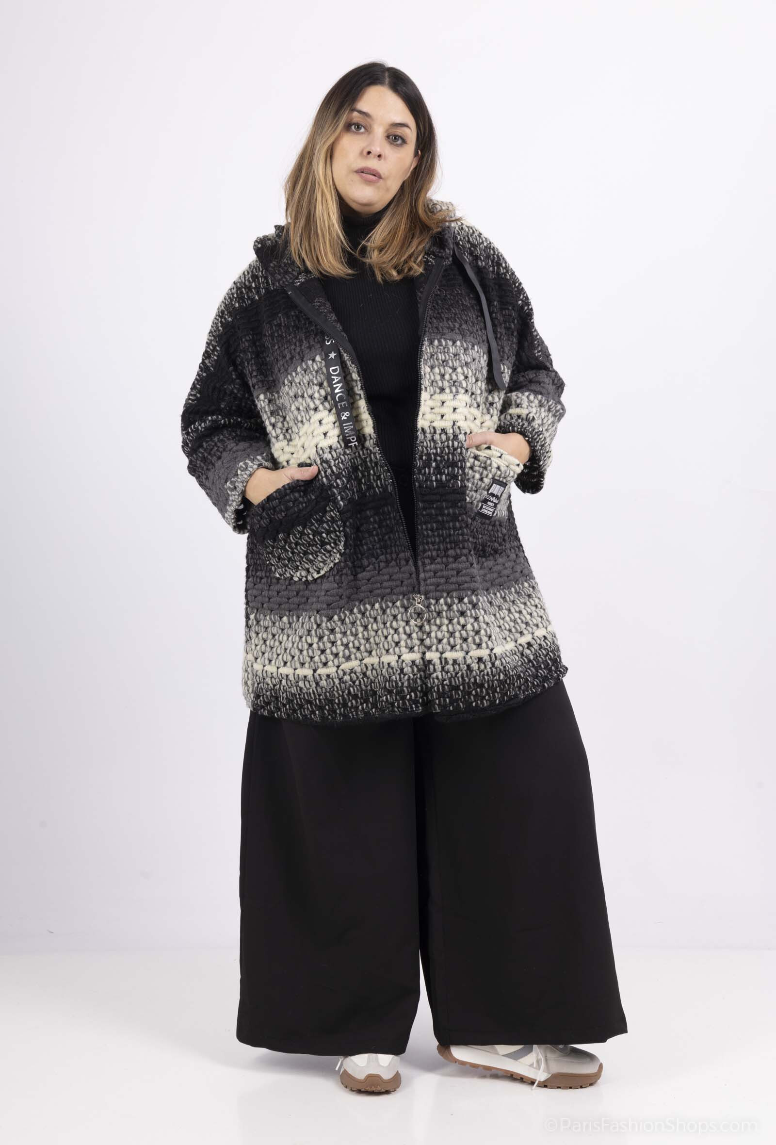 Grossiste Pomme Rouge Paris - Manteau en laine motif B