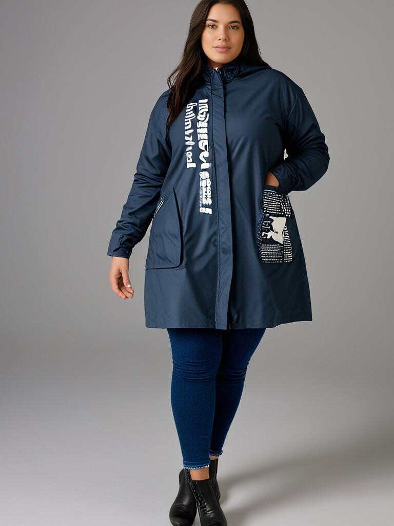 Grossiste Pomme Rouge Paris - Parka avec inscriptions bleu (C6656)