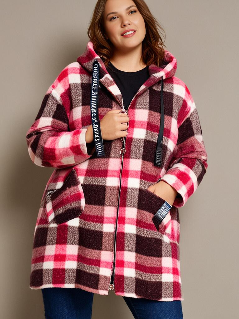 Grossiste Pomme Rouge Paris - Manteau en laine carreaux rouge
