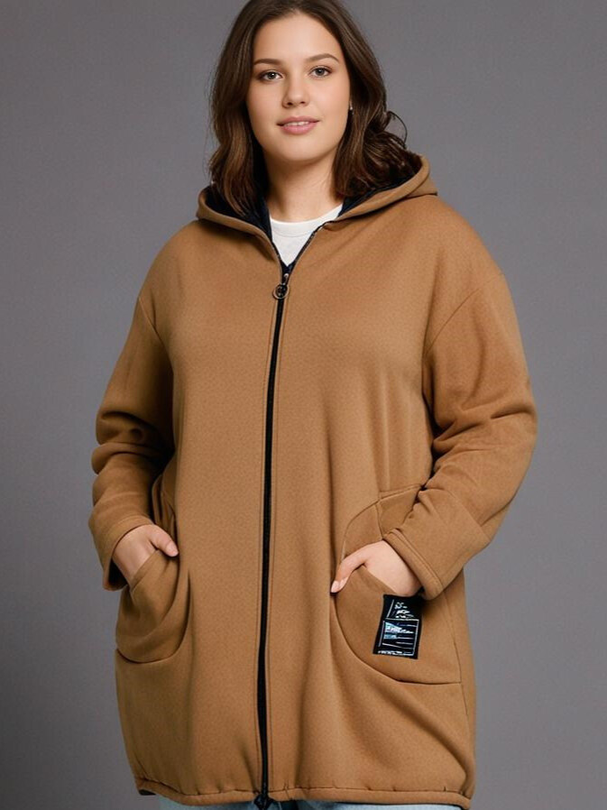 Grossiste Pomme Rouge Paris - Manteau molletonné camel (T37390)