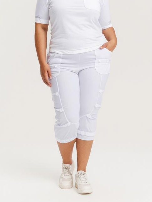 Grossiste Pomme Rouge Paris - Pantacourt avec boutons blanc (B192)