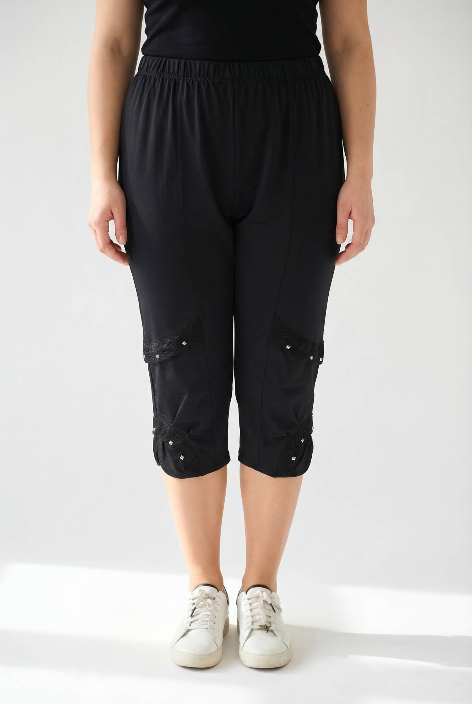 Großhändler Pomme Rouge Paris - Große Größe Caprihose aus fließendem Neopren (B160)