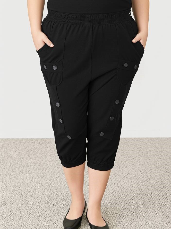 Wholesaler Pomme Rouge Paris - Capri pants with black buttons (B192)