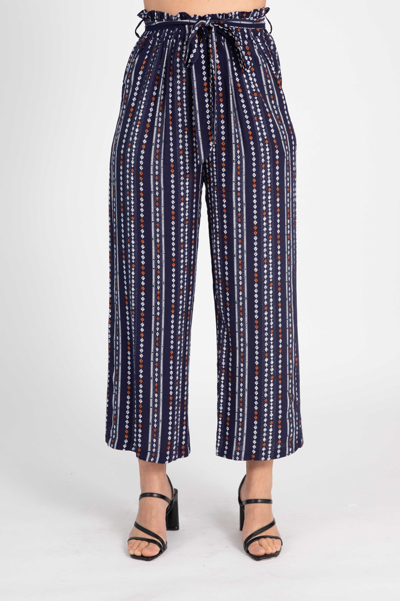 Wholesaler Pomme Rouge Paris - Plus size navy printed pants (B231)