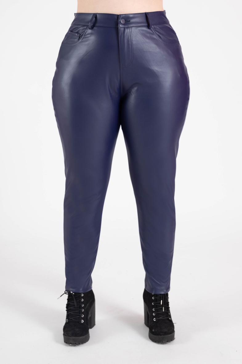 Wholesaler Pomme Rouge Paris - Blue faux leather slim pants (B305)