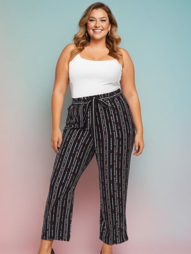 Grossista Pomme Rouge Paris - Pantaloni stampati taglie forti (B231)