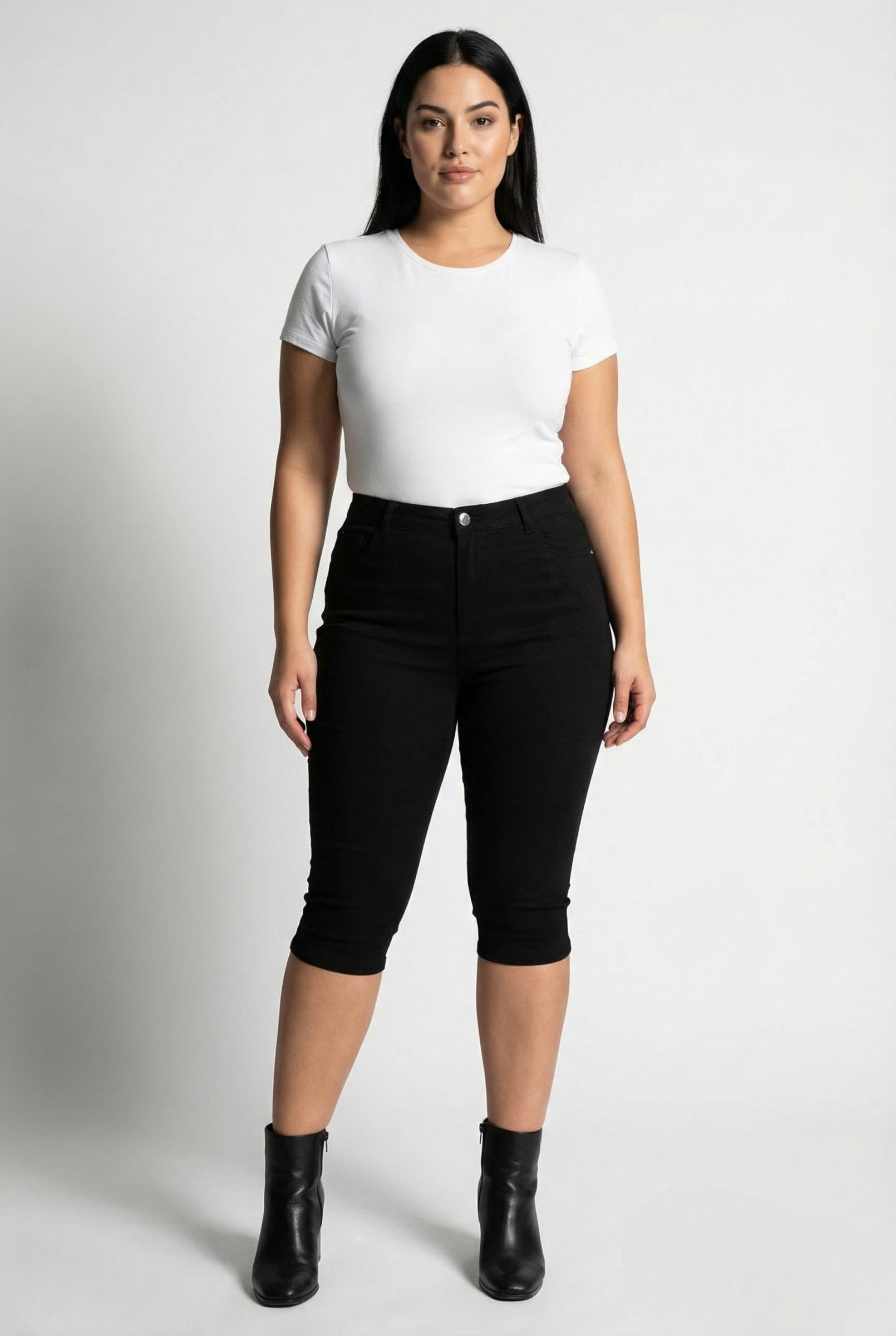 Grossiste Pomme Rouge Paris - Pantacourt grande taille ultra stretch (B232)