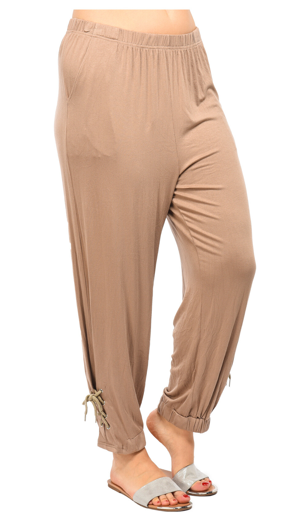Wholesaler Pomme Rouge Paris - Beige pants with lacing (B131)