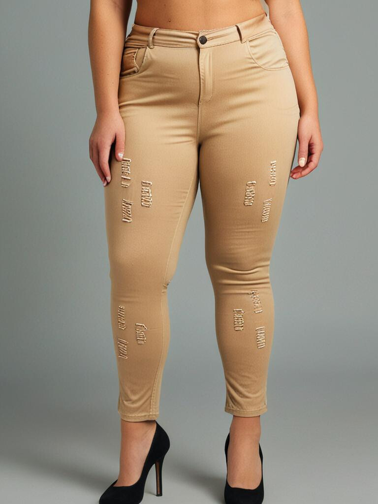 Grossiste Pomme Rouge Paris - Pantalon beige effet déchiré (B201)