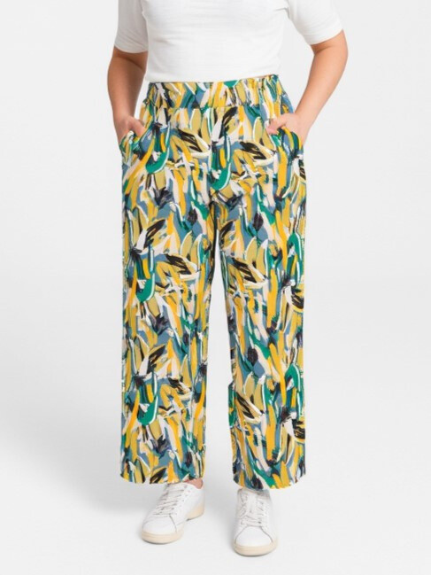 Grossiste Pomme Rouge Paris - Pantalon grande taille imprimé vert (B239)