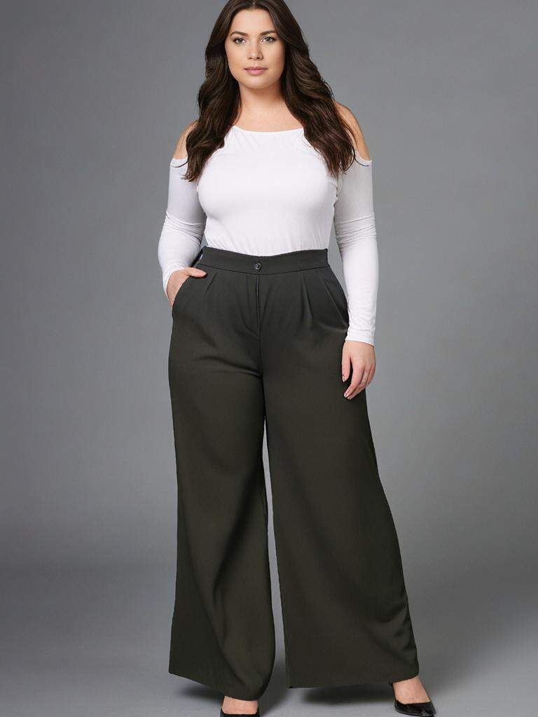 Grossiste Pomme Rouge Paris - Pantalon ample kaki (T230018)