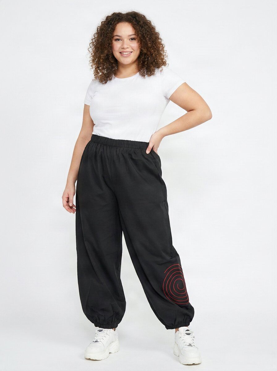 Grossiste Pomme Rouge Paris - Pantalon large grande taille avec nervure rouge