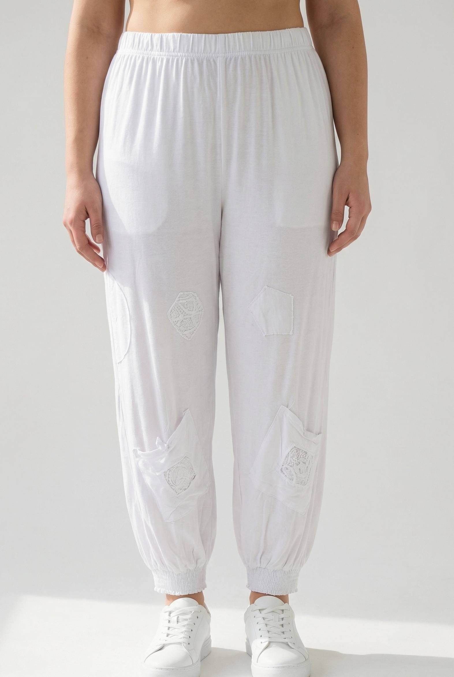 Grossiste Pomme Rouge Paris - Pantalon bouffant blanc grande taille (B119)