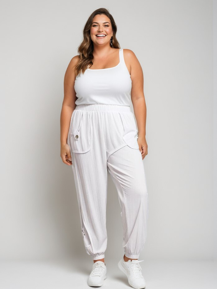 Grossiste Pomme Rouge Paris - Pantalon bouffant blanc (B117)
