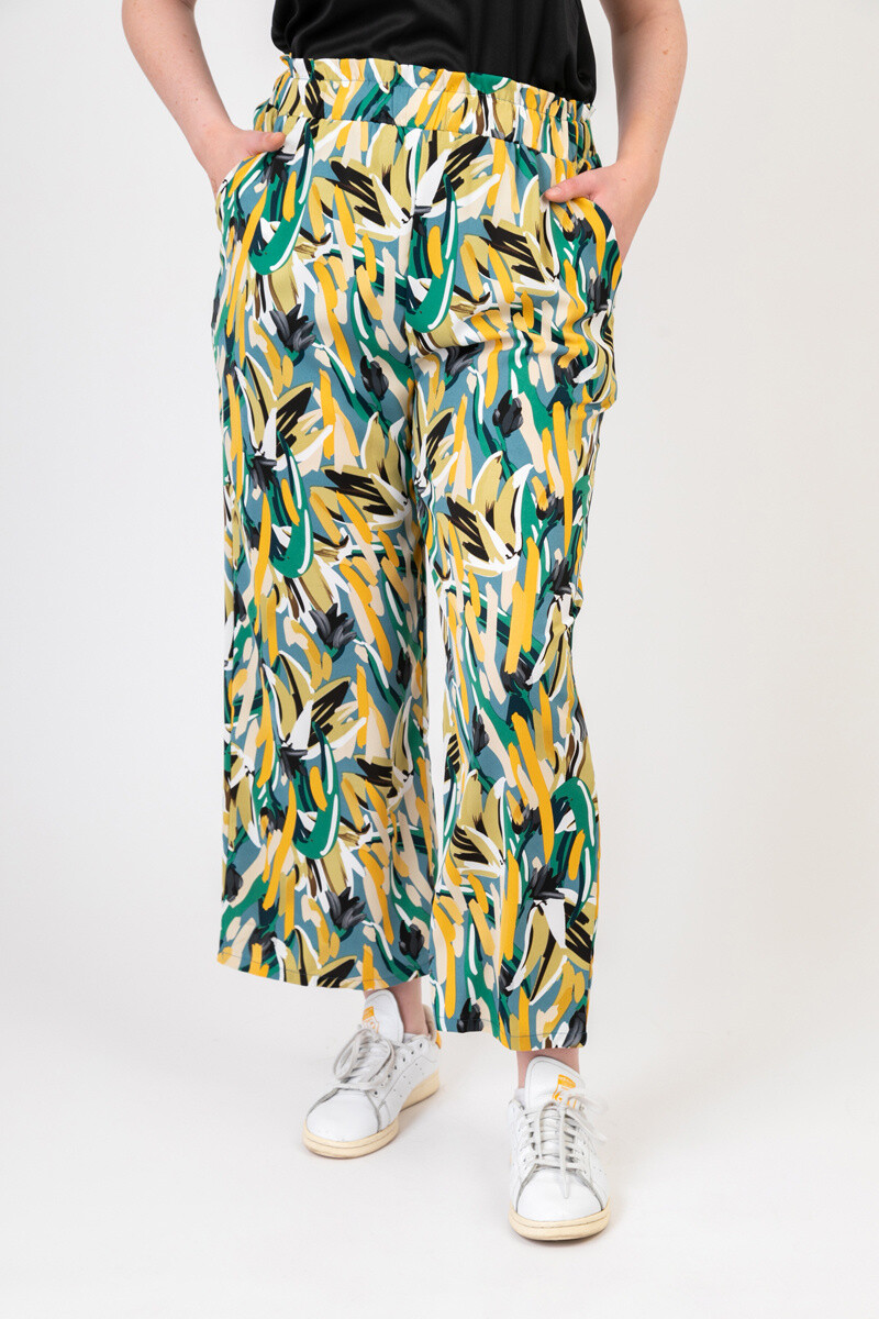 Wholesaler Pomme Rouge Paris - Green printed printed pants (B239)